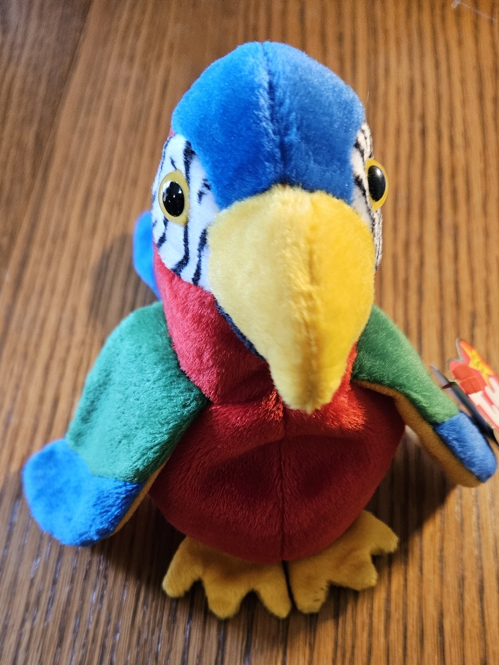 Ty Multicolor Plush Parrot Toy - Blue, Red, Green, Yellow Jabber 6.5" Retired